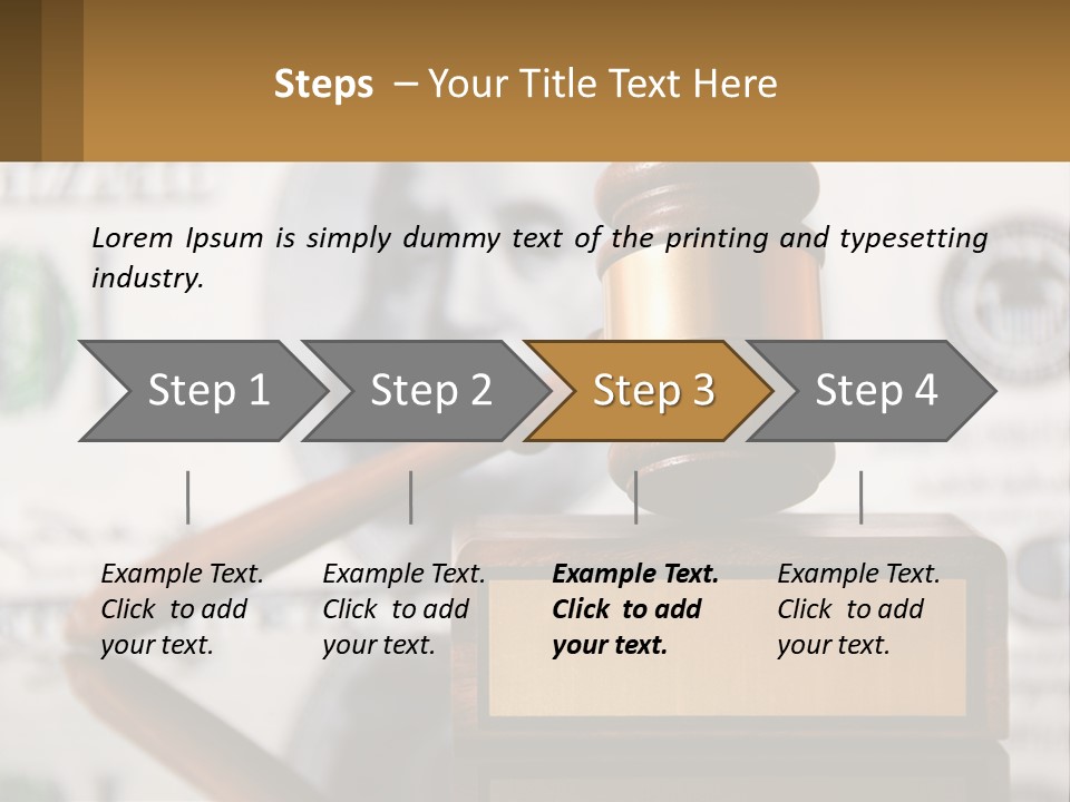 A Judge's Gavel On Top Of A Pile Of Money PowerPoint Template
