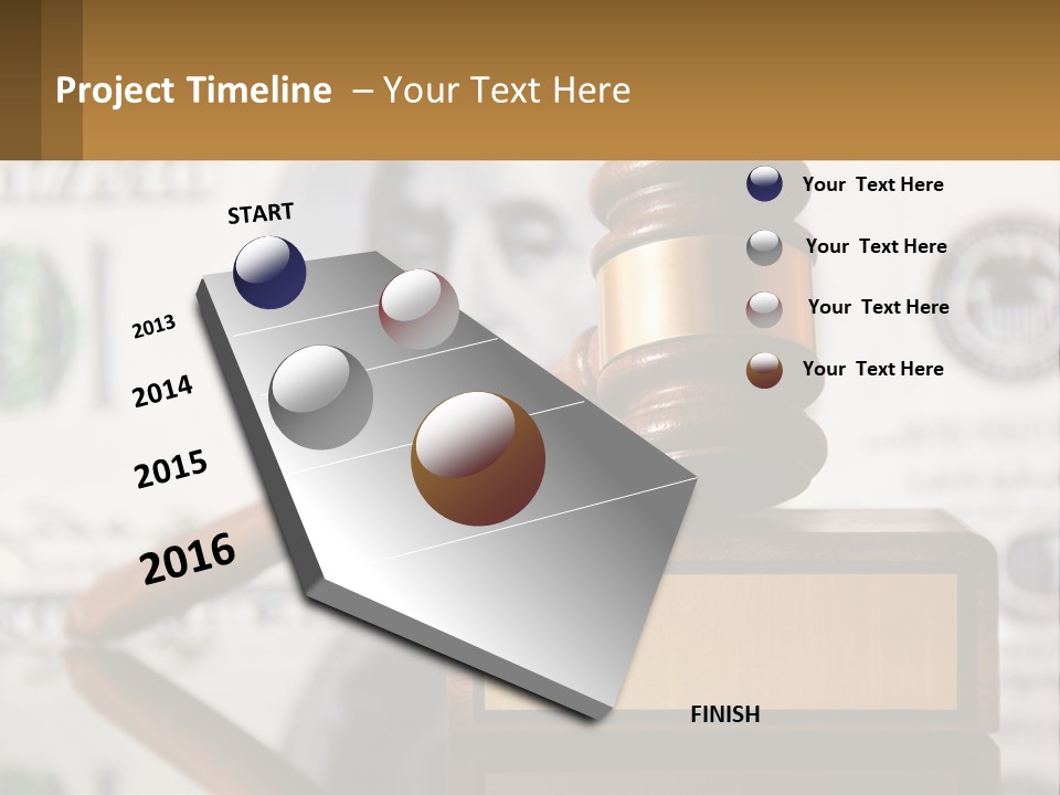 A Judge's Gavel On Top Of A Pile Of Money PowerPoint Template