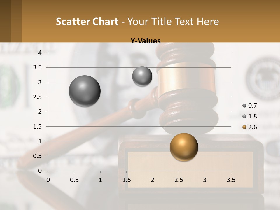 A Judge's Gavel On Top Of A Pile Of Money PowerPoint Template