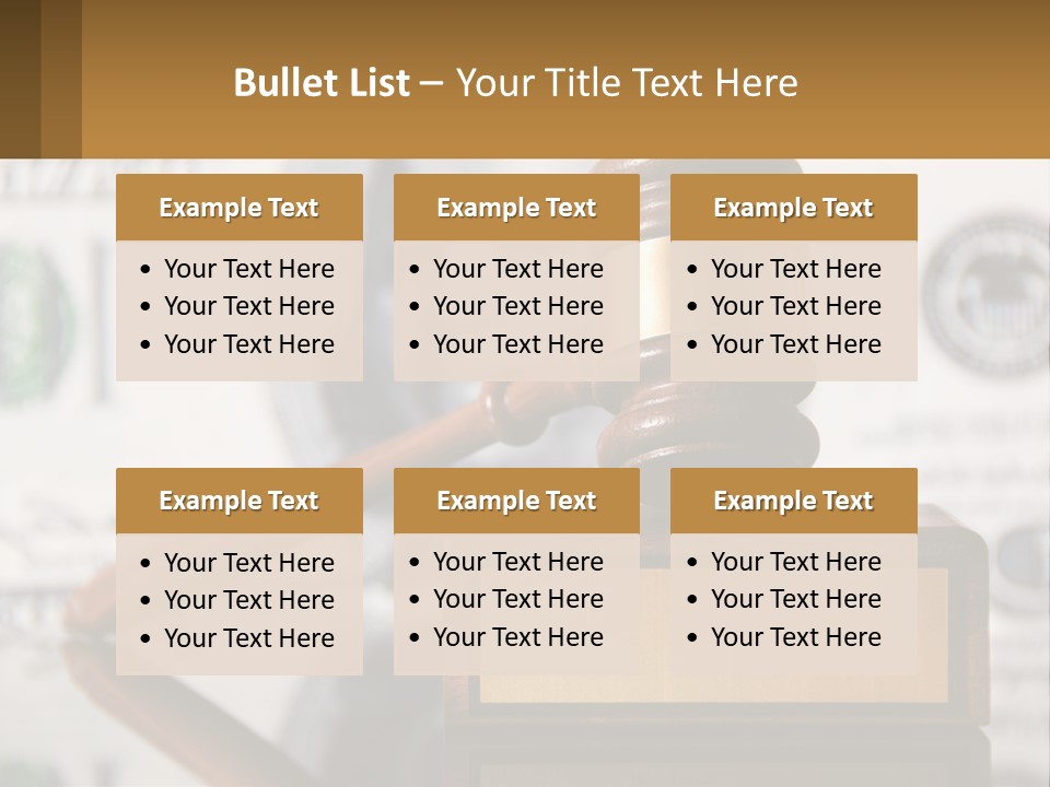 A Judge's Gavel On Top Of A Pile Of Money PowerPoint Template