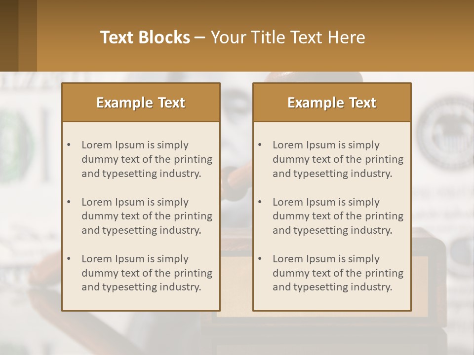 A Judge's Gavel On Top Of A Pile Of Money PowerPoint Template