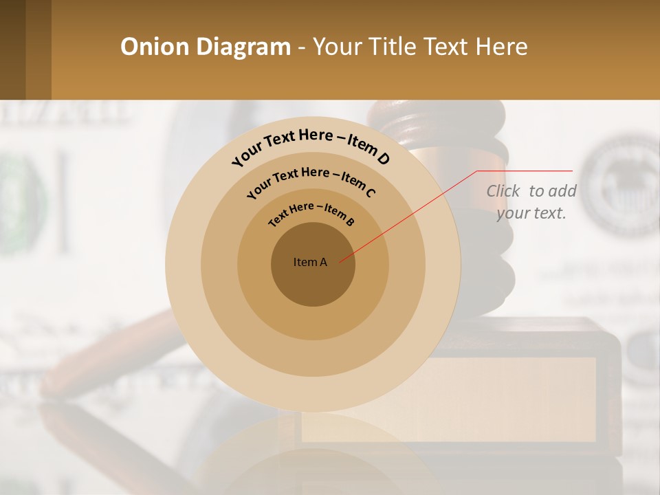 A Judge's Gavel On Top Of A Pile Of Money PowerPoint Template