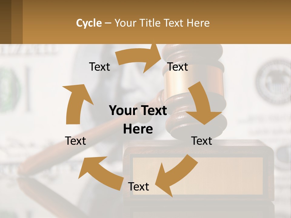 A Judge's Gavel On Top Of A Pile Of Money PowerPoint Template