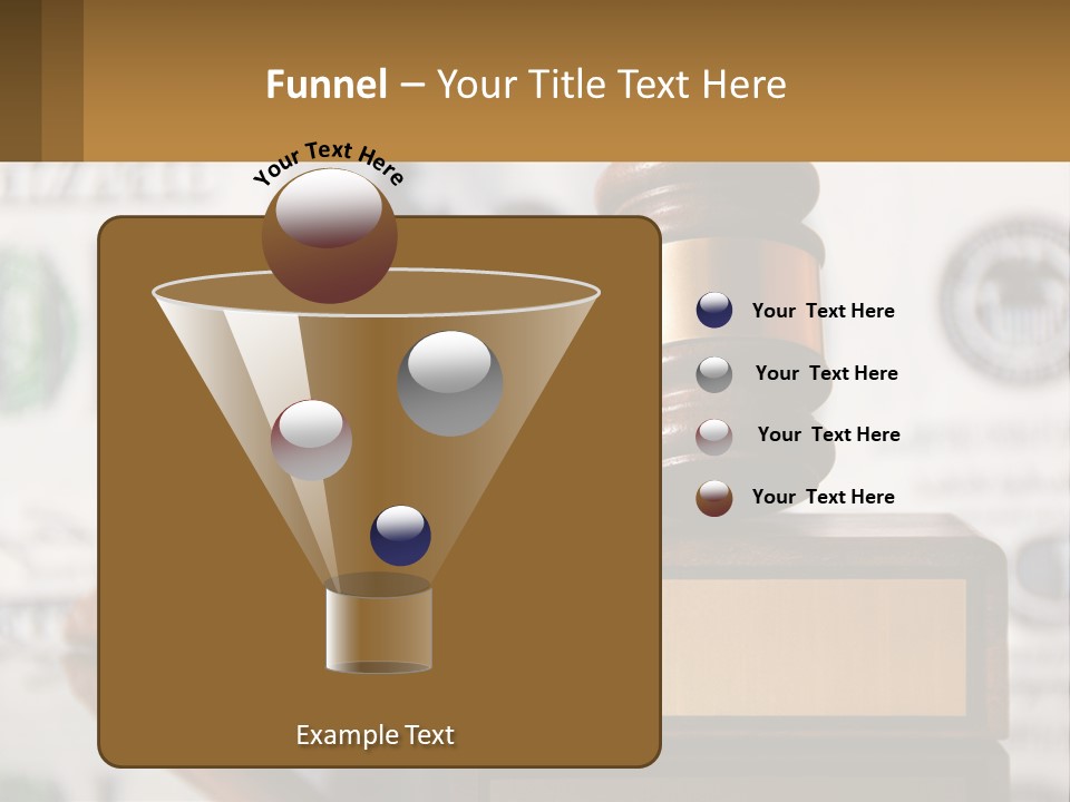 A Judge's Gavel On Top Of A Pile Of Money PowerPoint Template