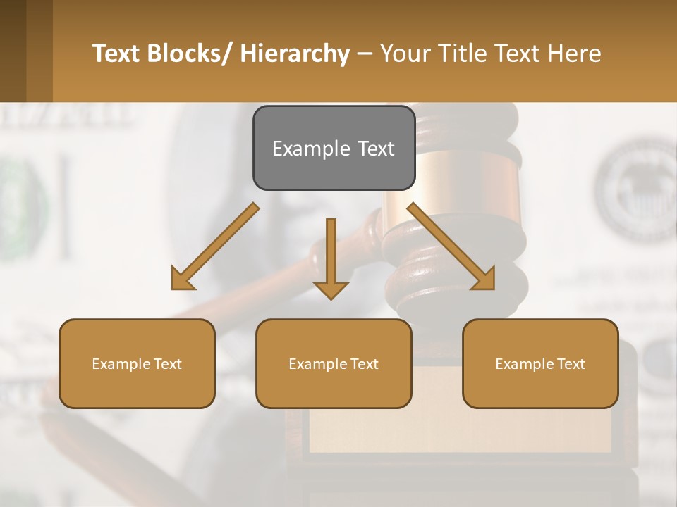 A Judge's Gavel On Top Of A Pile Of Money PowerPoint Template