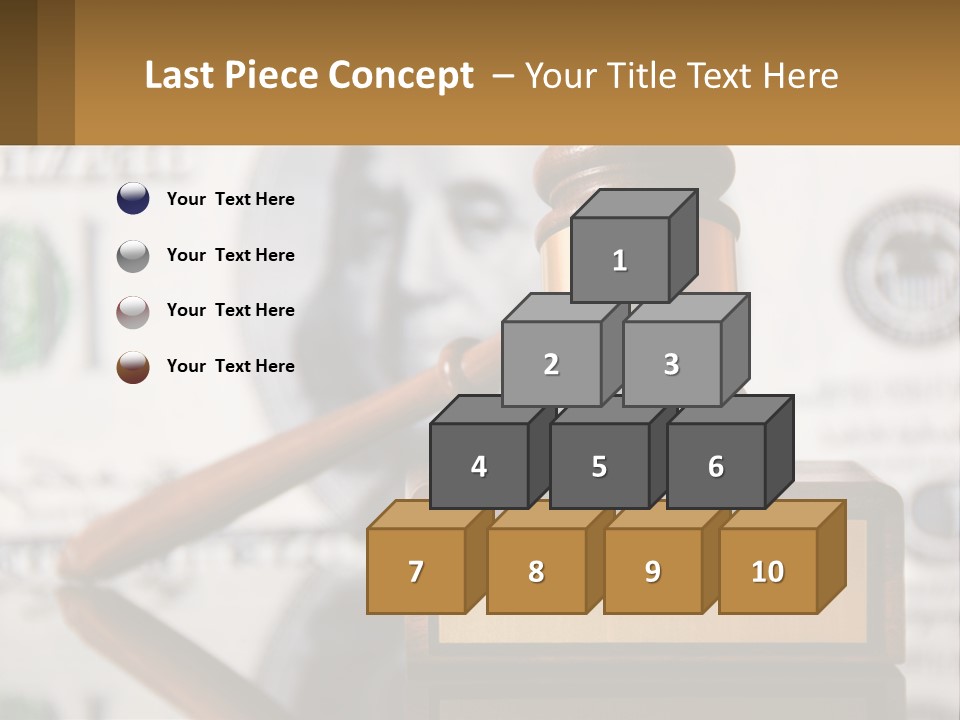 A Judge's Gavel On Top Of A Pile Of Money PowerPoint Template