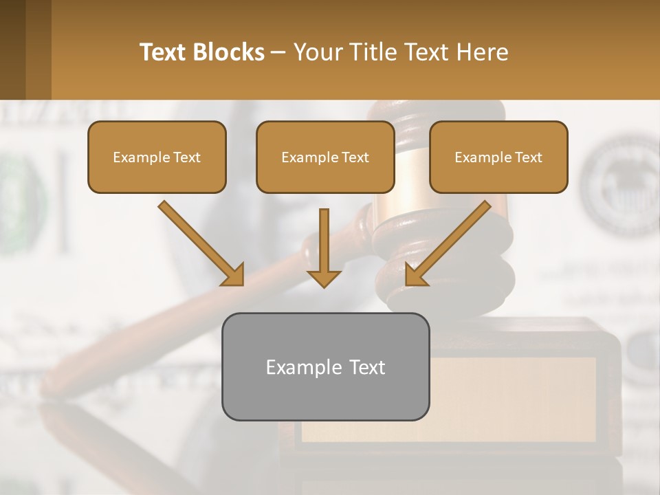 A Judge's Gavel On Top Of A Pile Of Money PowerPoint Template