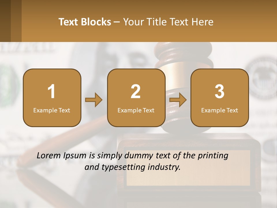A Judge's Gavel On Top Of A Pile Of Money PowerPoint Template
