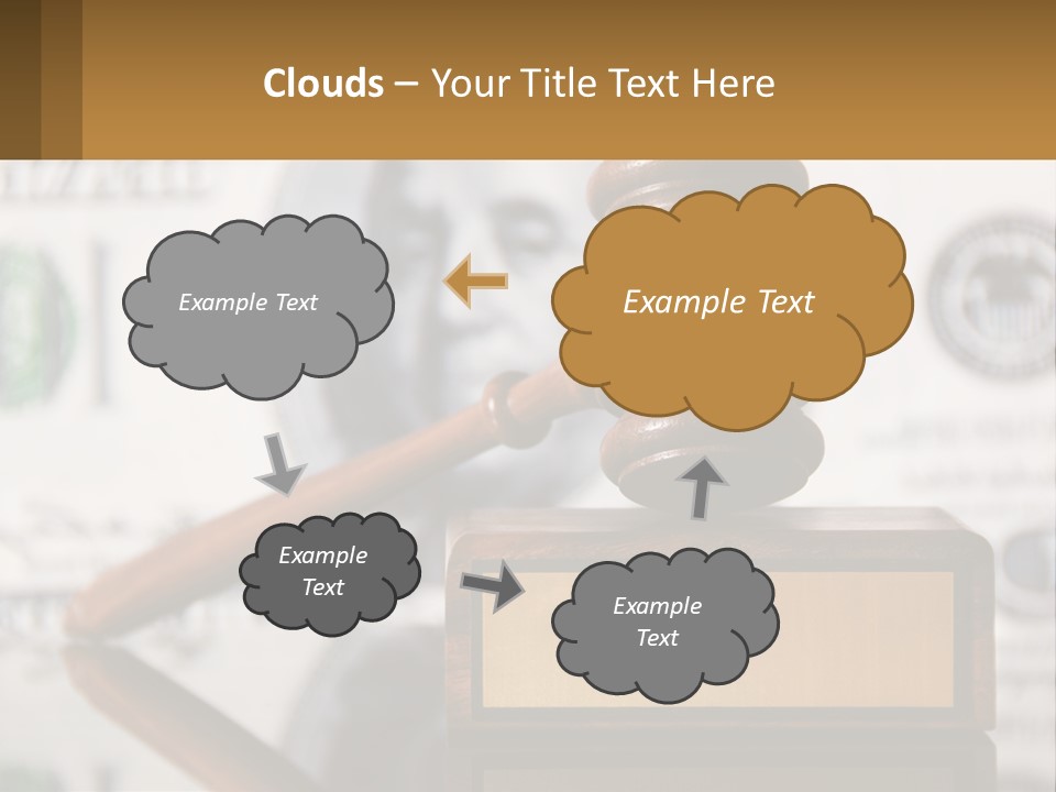 A Judge's Gavel On Top Of A Pile Of Money PowerPoint Template