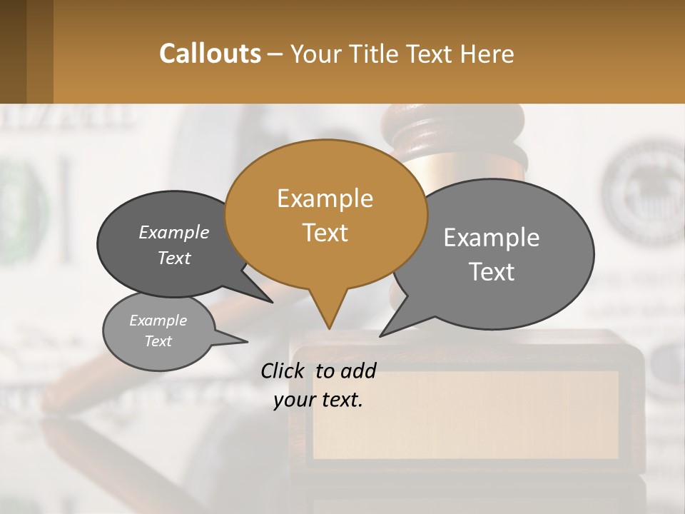 A Judge's Gavel On Top Of A Pile Of Money PowerPoint Template