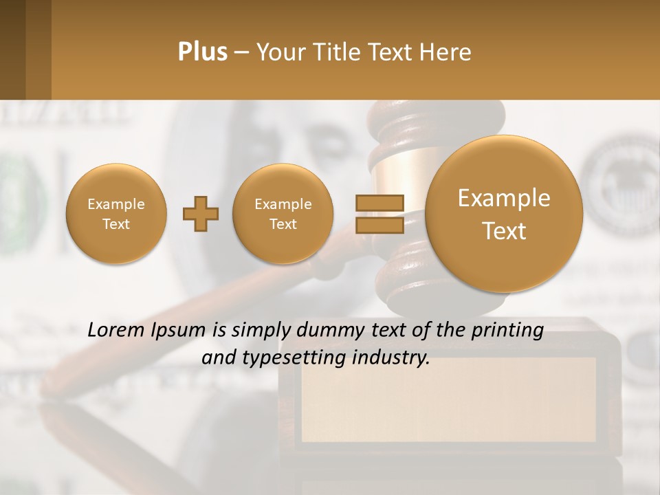 A Judge's Gavel On Top Of A Pile Of Money PowerPoint Template