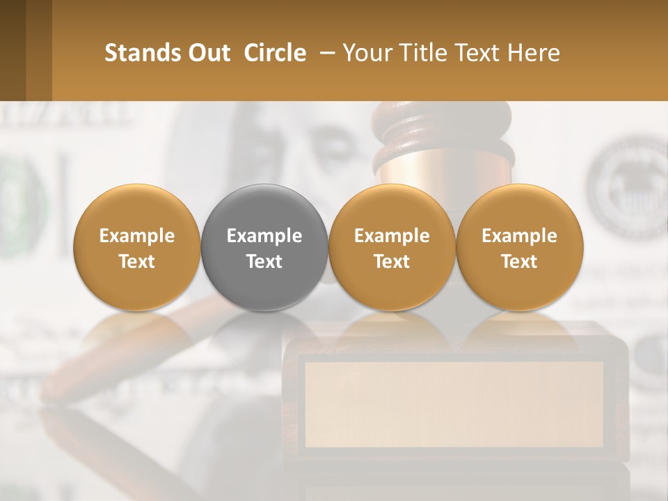 A Judge's Gavel On Top Of A Pile Of Money PowerPoint Template