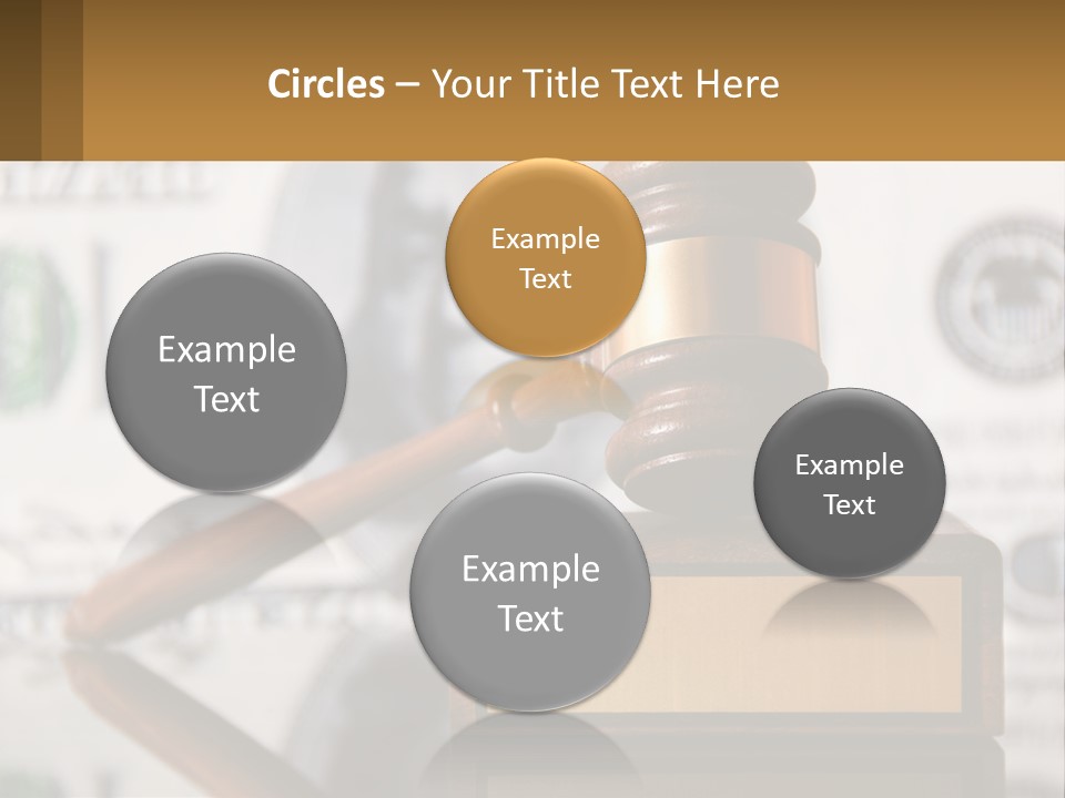 A Judge's Gavel On Top Of A Pile Of Money PowerPoint Template