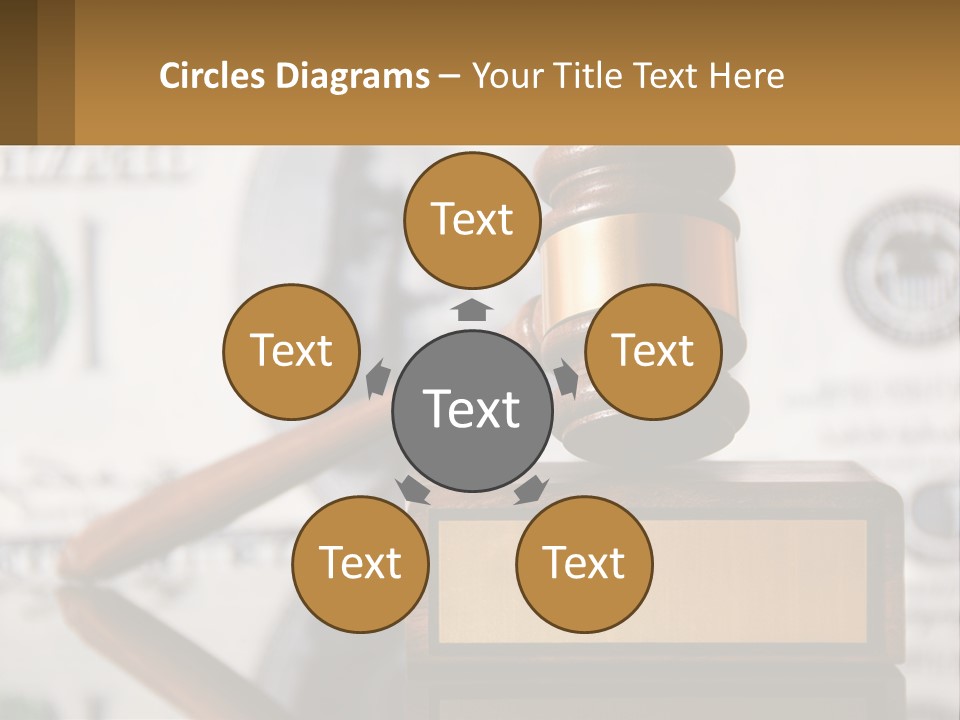 A Judge's Gavel On Top Of A Pile Of Money PowerPoint Template