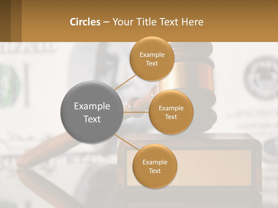 A Judge's Gavel On Top Of A Pile Of Money PowerPoint Template