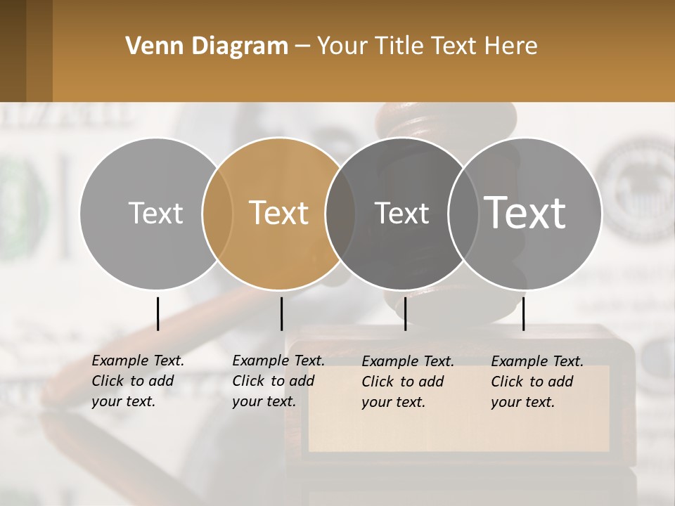 A Judge's Gavel On Top Of A Pile Of Money PowerPoint Template