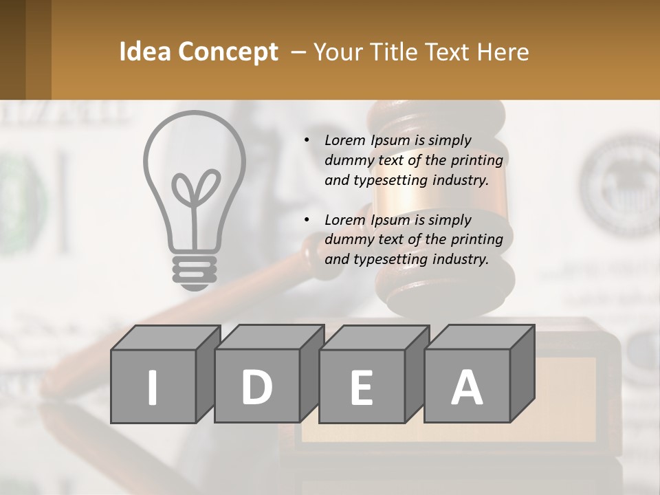 A Judge's Gavel On Top Of A Pile Of Money PowerPoint Template