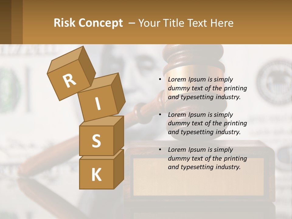 A Judge's Gavel On Top Of A Pile Of Money PowerPoint Template