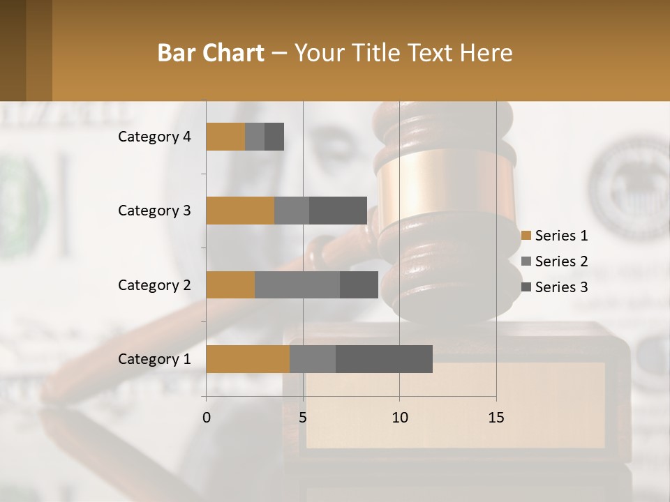 A Judge's Gavel On Top Of A Pile Of Money PowerPoint Template