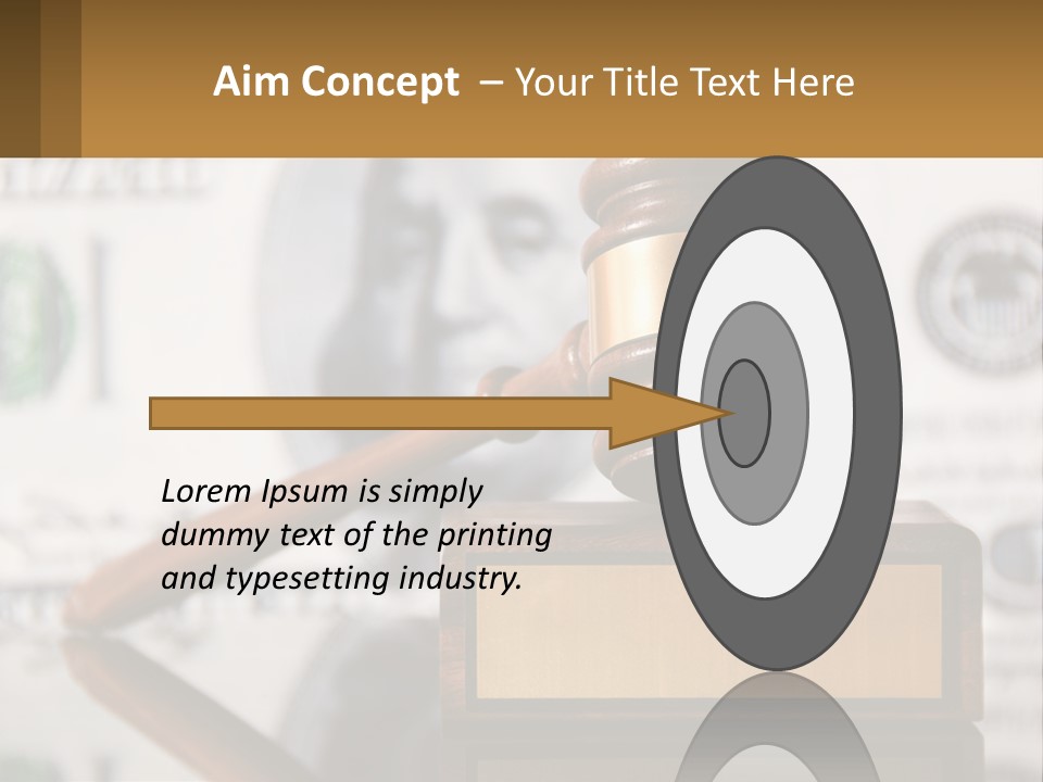 A Judge's Gavel On Top Of A Pile Of Money PowerPoint Template