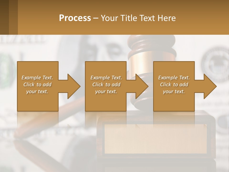 A Judge's Gavel On Top Of A Pile Of Money PowerPoint Template