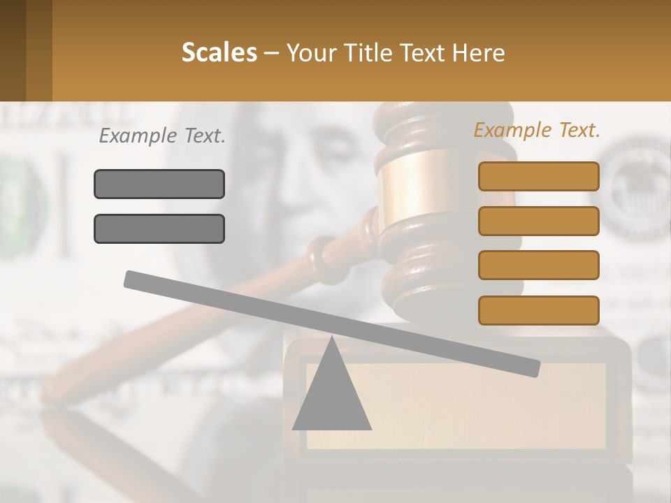 A Judge's Gavel On Top Of A Pile Of Money PowerPoint Template