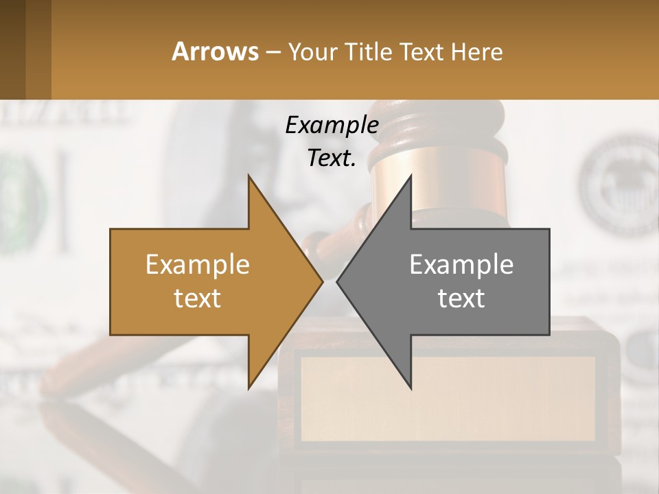 A Judge's Gavel On Top Of A Pile Of Money PowerPoint Template