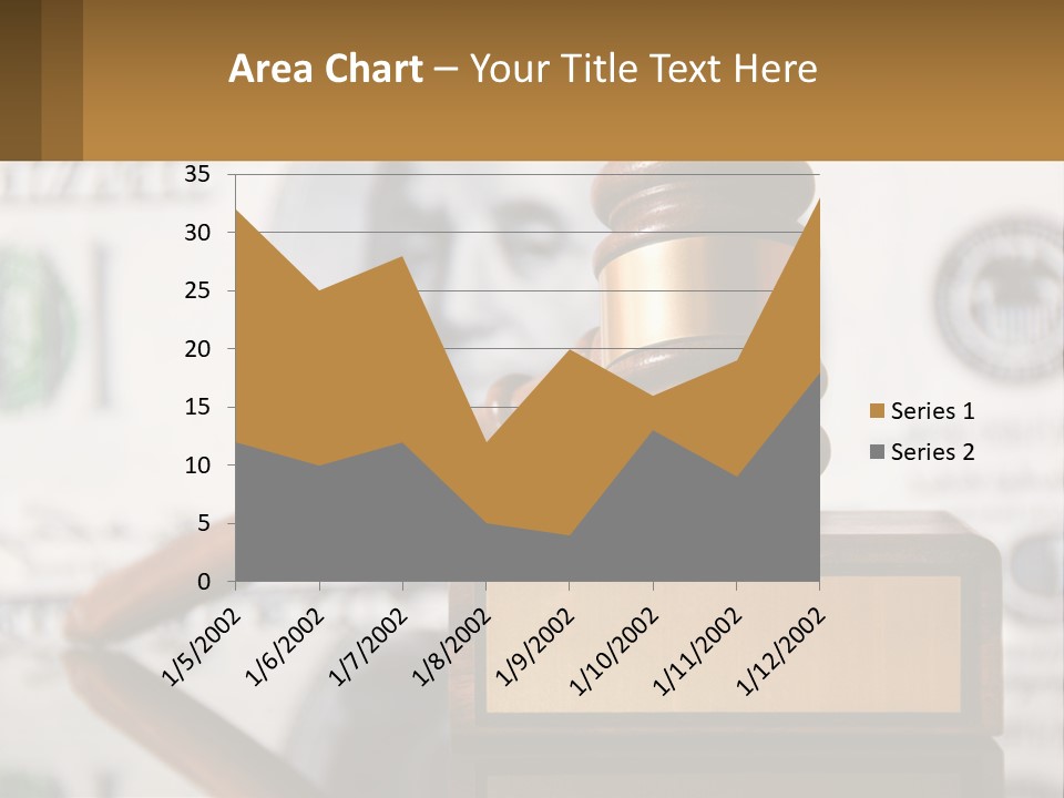 A Judge's Gavel On Top Of A Pile Of Money PowerPoint Template