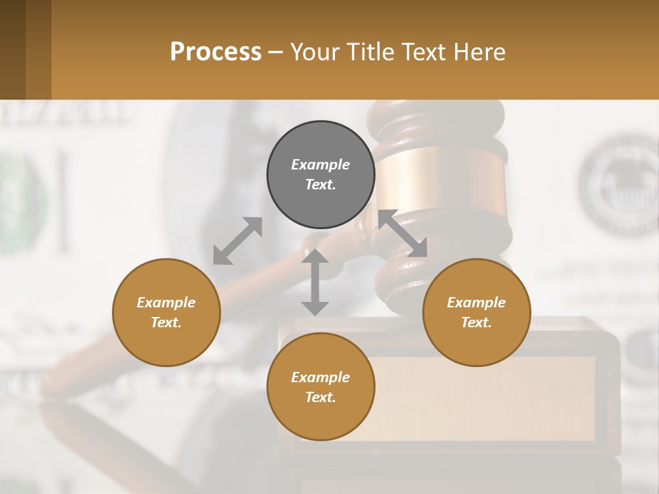 A Judge's Gavel On Top Of A Pile Of Money PowerPoint Template