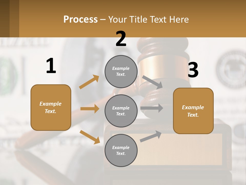 A Judge's Gavel On Top Of A Pile Of Money PowerPoint Template