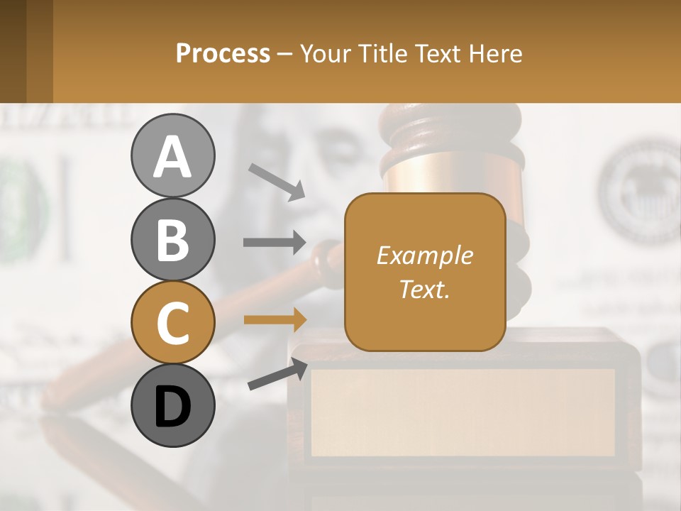 A Judge's Gavel On Top Of A Pile Of Money PowerPoint Template