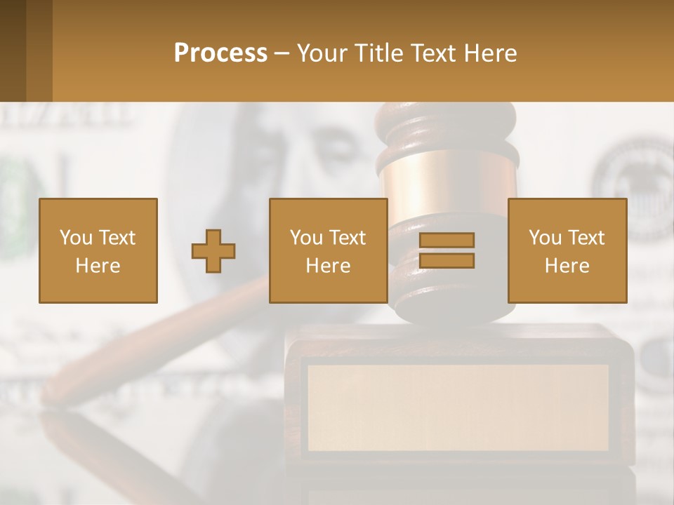 A Judge's Gavel On Top Of A Pile Of Money PowerPoint Template