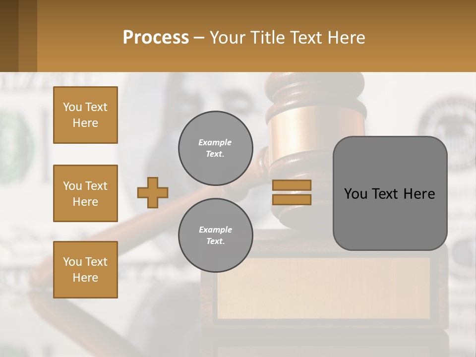 A Judge's Gavel On Top Of A Pile Of Money PowerPoint Template