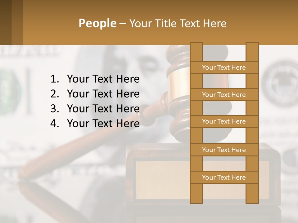 A Judge's Gavel On Top Of A Pile Of Money PowerPoint Template