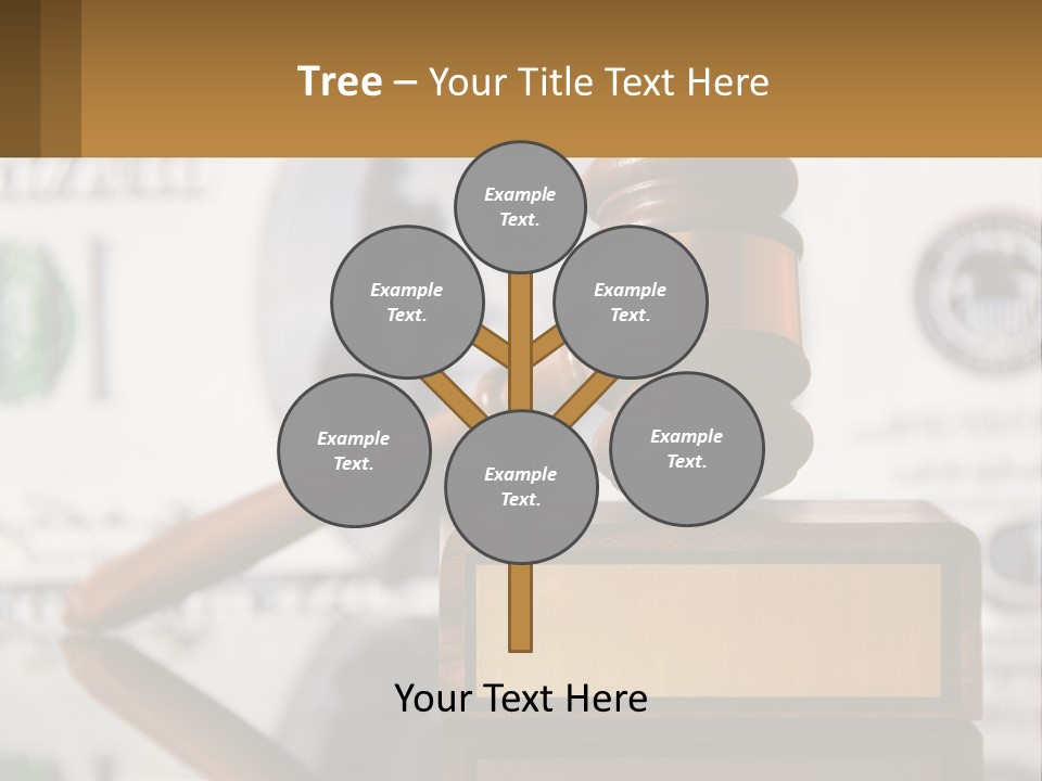 A Judge's Gavel On Top Of A Pile Of Money PowerPoint Template