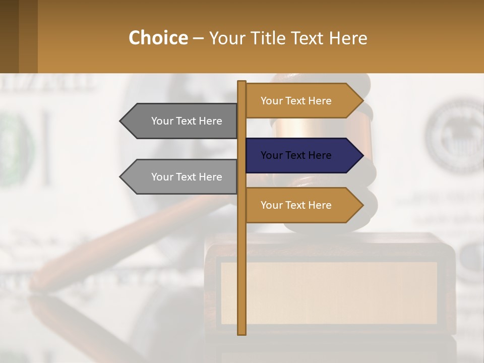 A Judge's Gavel On Top Of A Pile Of Money PowerPoint Template
