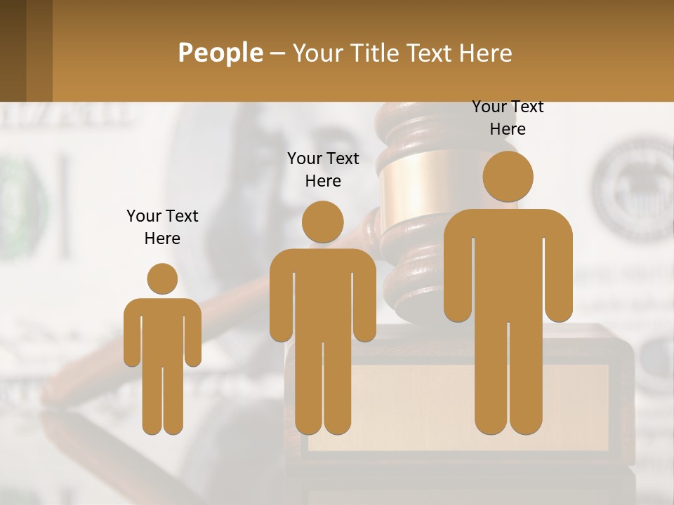 A Judge's Gavel On Top Of A Pile Of Money PowerPoint Template