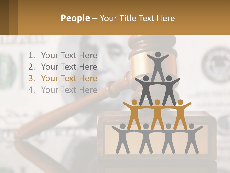 A Judge's Gavel On Top Of A Pile Of Money PowerPoint Template