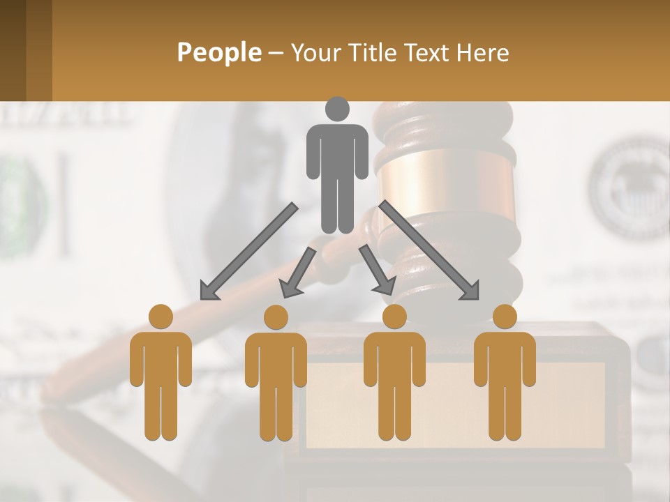 A Judge's Gavel On Top Of A Pile Of Money PowerPoint Template