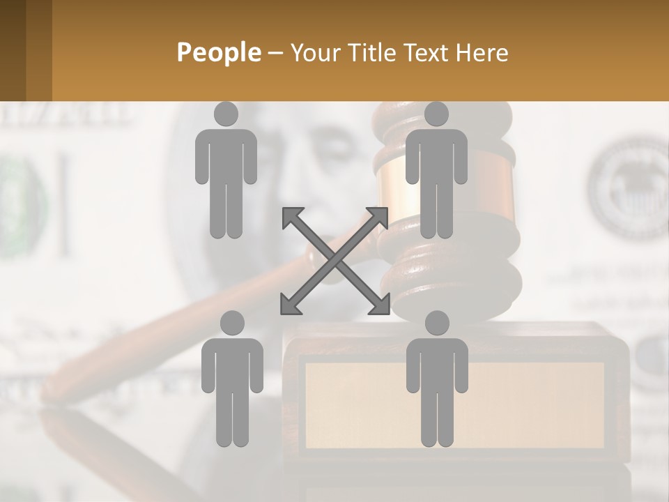 A Judge's Gavel On Top Of A Pile Of Money PowerPoint Template