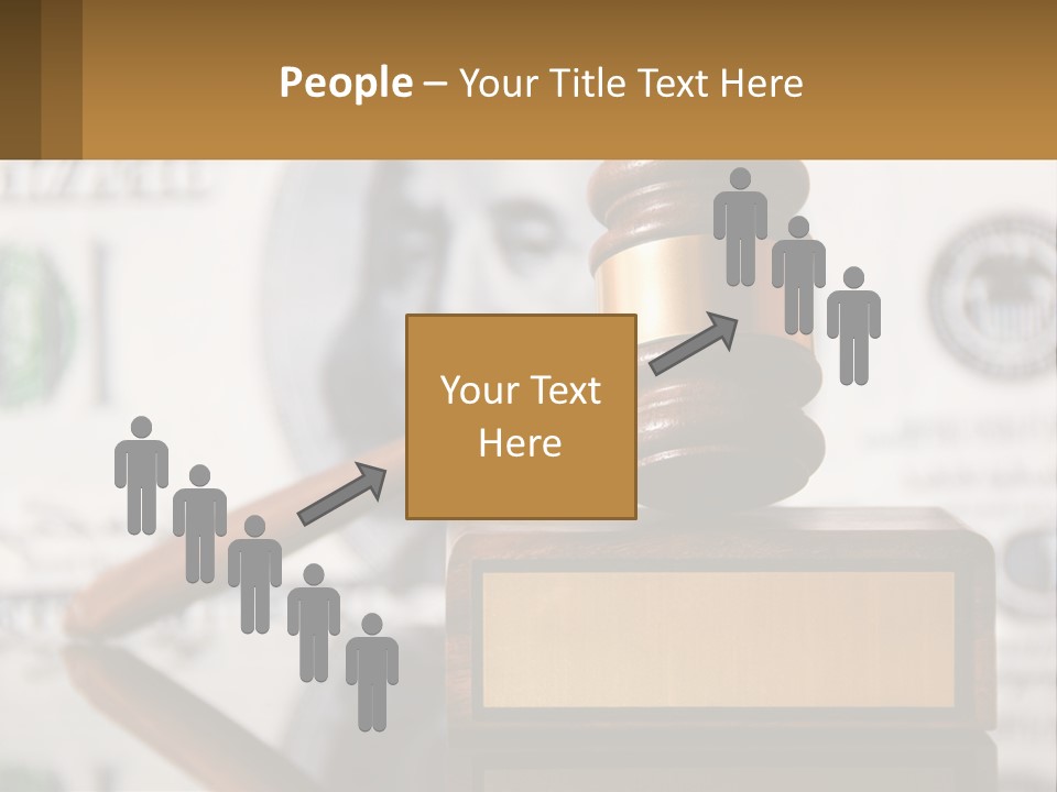 A Judge's Gavel On Top Of A Pile Of Money PowerPoint Template