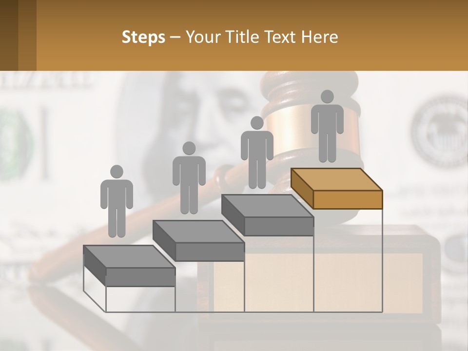A Judge's Gavel On Top Of A Pile Of Money PowerPoint Template