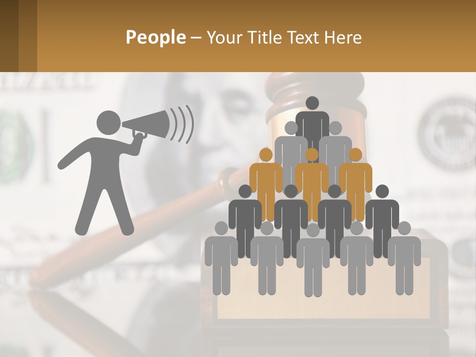 A Judge's Gavel On Top Of A Pile Of Money PowerPoint Template