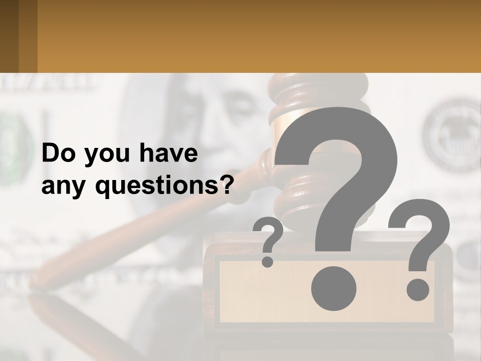 A Judge's Gavel On Top Of A Pile Of Money PowerPoint Template