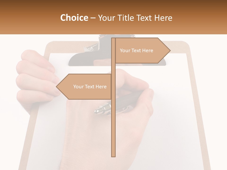 A Person Writing On A Clipboard With A Pen PowerPoint Template