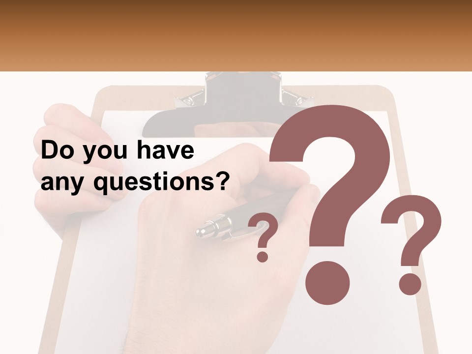 A Person Writing On A Clipboard With A Pen PowerPoint Template