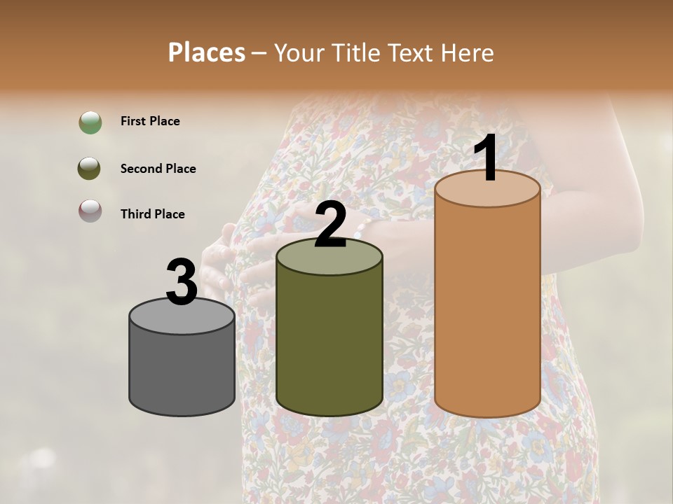 A Pregnant Woman In A Colorful Dress Is Holding Her Belly PowerPoint Template