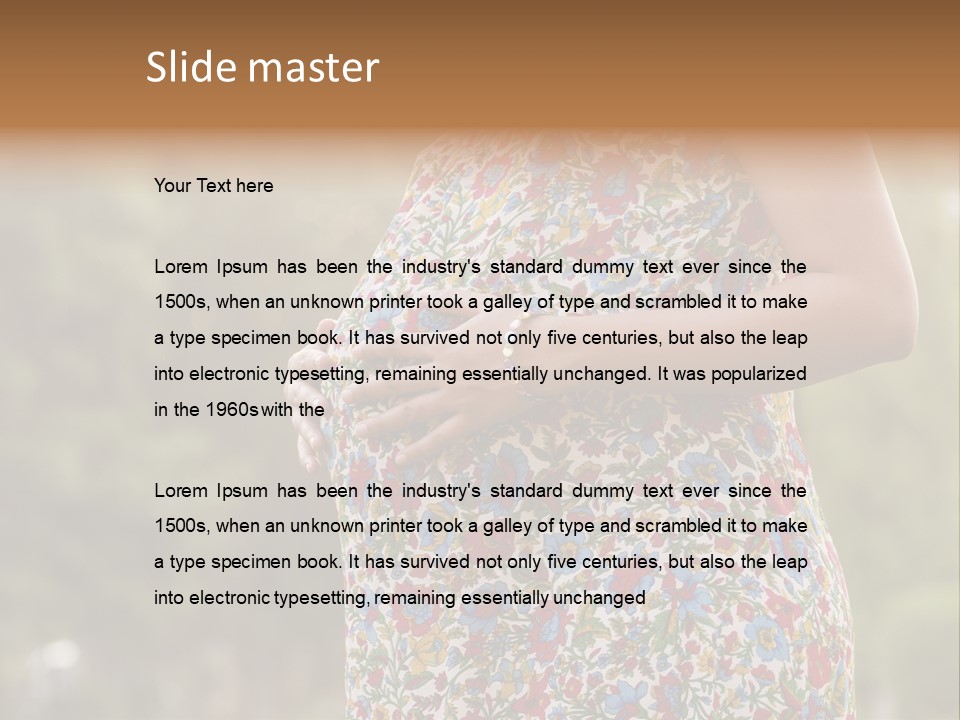 A Pregnant Woman In A Colorful Dress Is Holding Her Belly PowerPoint Template