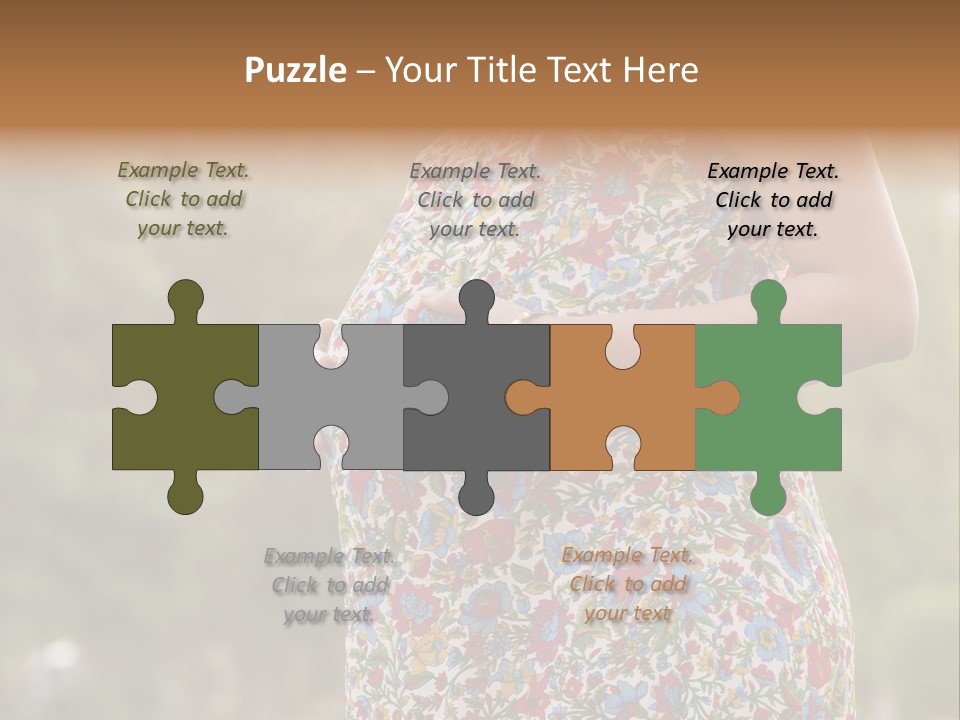 A Pregnant Woman In A Colorful Dress Is Holding Her Belly PowerPoint Template