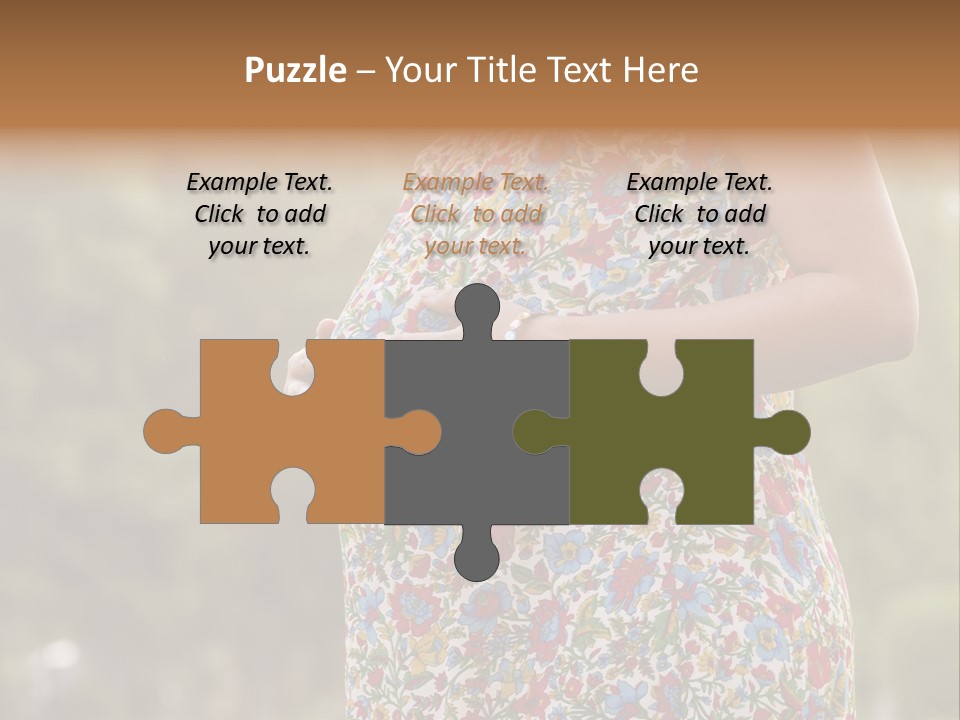 A Pregnant Woman In A Colorful Dress Is Holding Her Belly PowerPoint Template